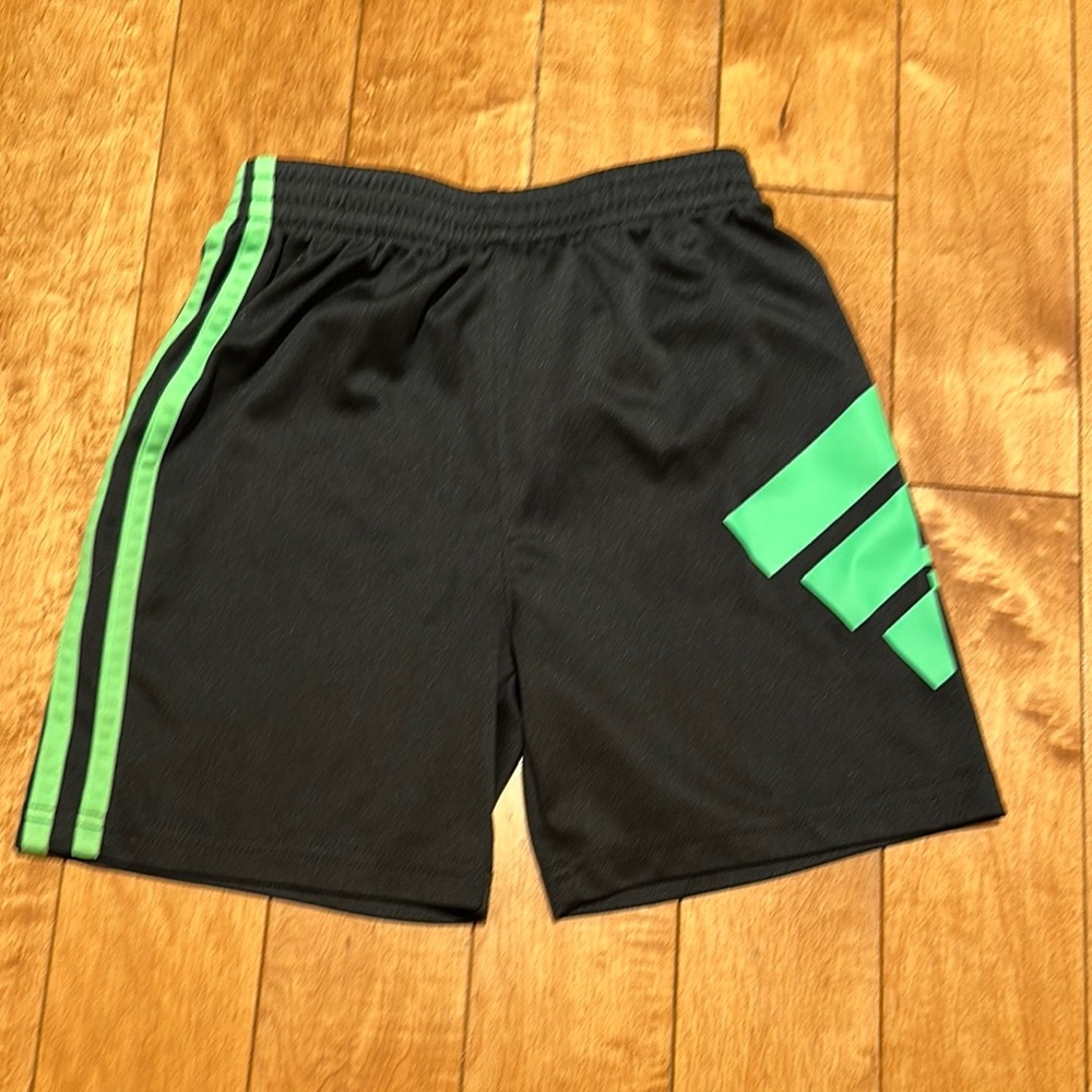Adidas Kids Black and Green Athletic Shorts - Picture 2 of 2